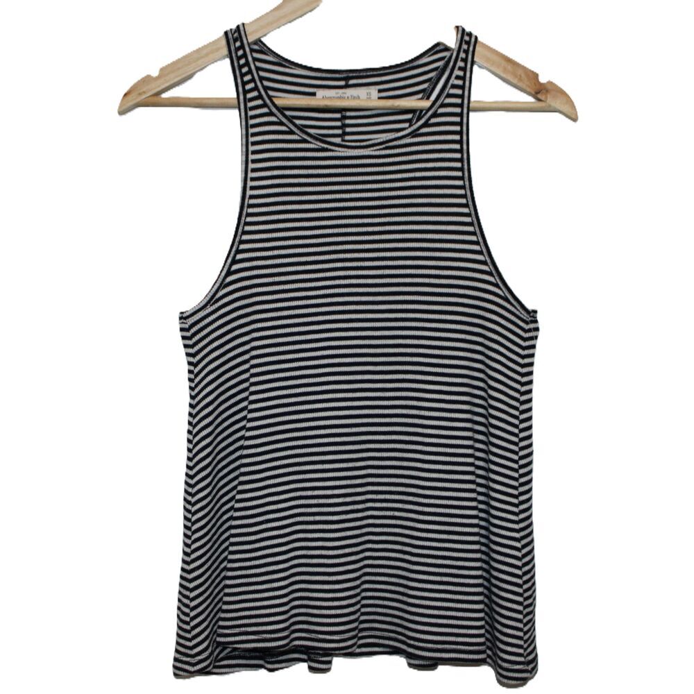 Womens Abercrombie & Fitch White Striped Scoop Neck Sleeveless Tank Top Size XS